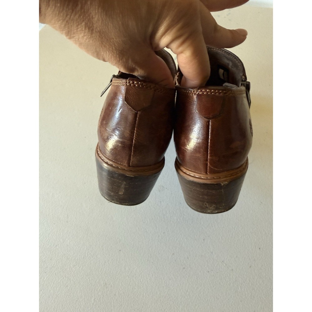 TIMBERLAND Sz 8 A1YHW BROWN Zipper Ankle Boots LEATHER - Picture 5 of 9